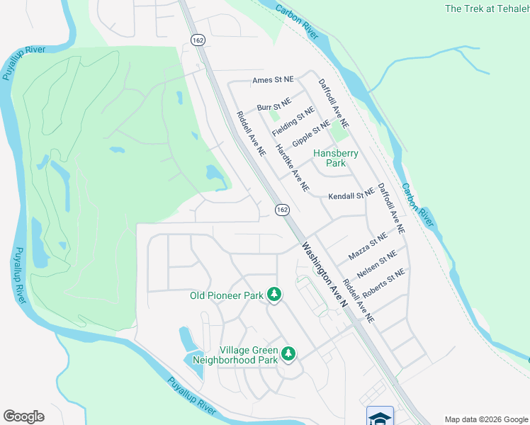 map of restaurants, bars, coffee shops, grocery stores, and more near 301 Whitley Street Northwest in Orting