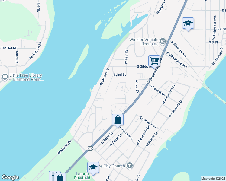 map of restaurants, bars, coffee shops, grocery stores, and more near 1830 West Crouse Street in Moses Lake