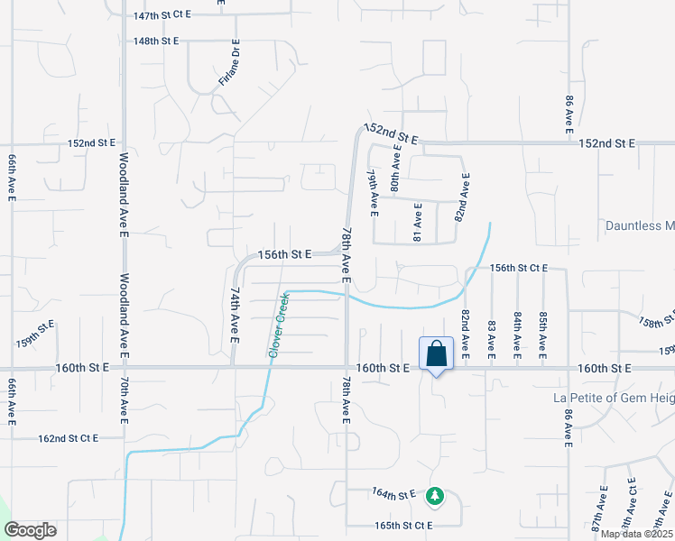 map of restaurants, bars, coffee shops, grocery stores, and more near 7716 156th Street Court East in South Hill