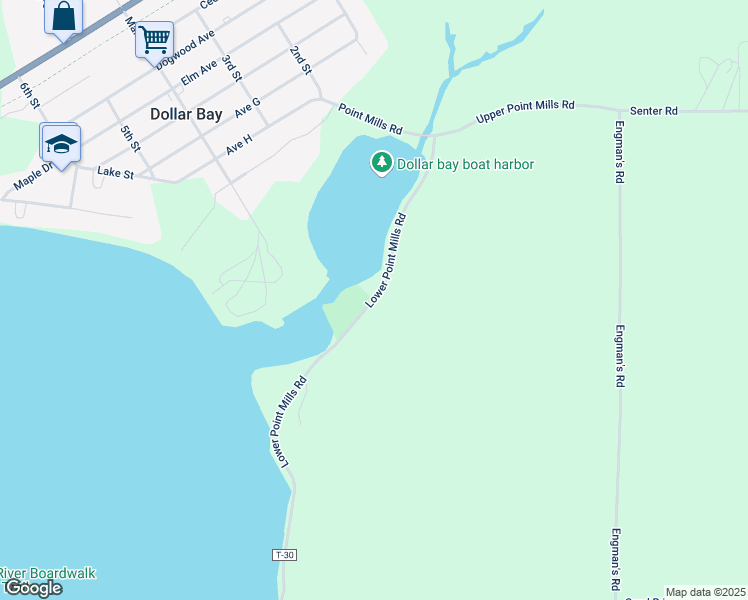 map of restaurants, bars, coffee shops, grocery stores, and more near Lower Point Mills Road in Hancock