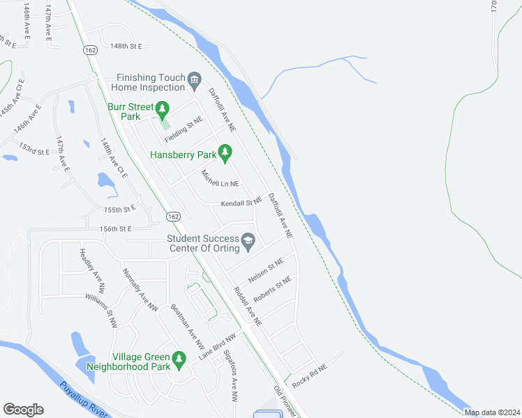 map of restaurants, bars, coffee shops, grocery stores, and more near 1222 Hansberry Avenue Northeast in Orting