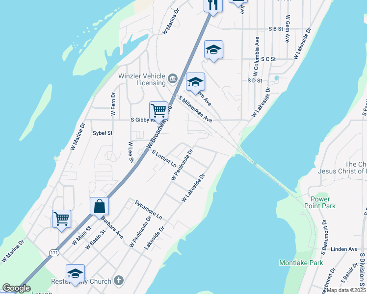 map of restaurants, bars, coffee shops, grocery stores, and more near 1604 West Pheasant Street in Moses Lake