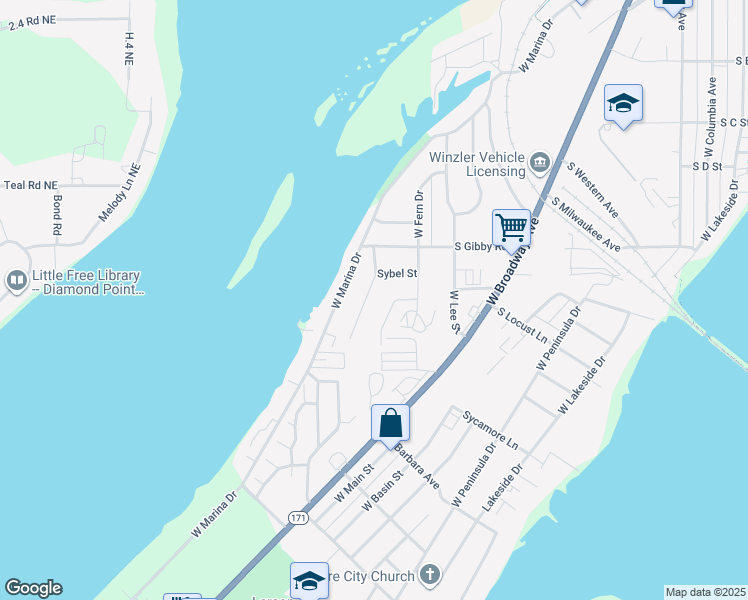 map of restaurants, bars, coffee shops, grocery stores, and more near 1715 West Bemis Street in Moses Lake
