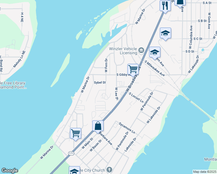 map of restaurants, bars, coffee shops, grocery stores, and more near 1702 West Lee Street in Moses Lake