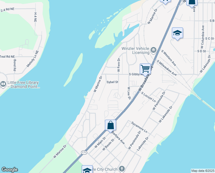 map of restaurants, bars, coffee shops, grocery stores, and more near 1715 West Bemis Street in Moses Lake