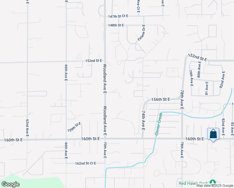 map of restaurants, bars, coffee shops, grocery stores, and more near 7122 155th Street Court East in Puyallup