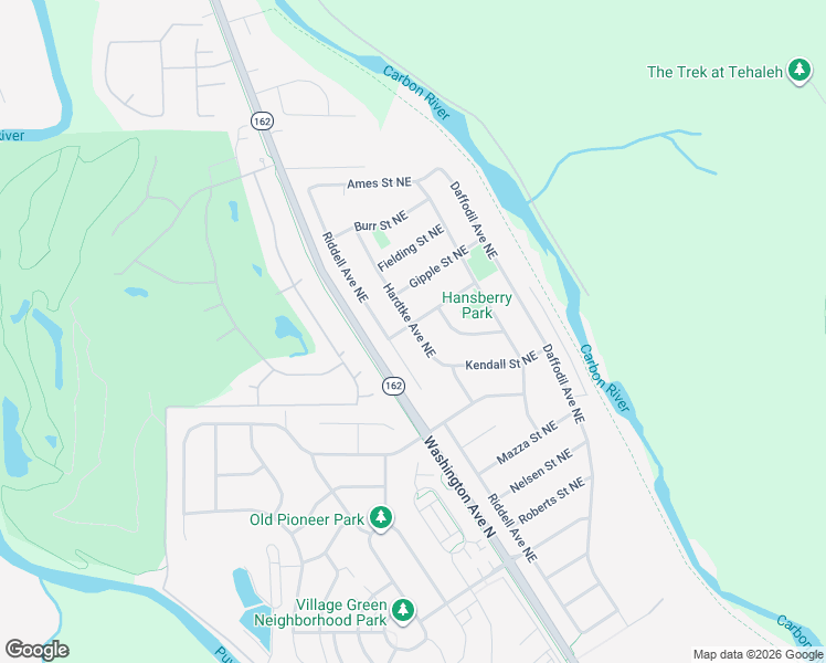 map of restaurants, bars, coffee shops, grocery stores, and more near 1323 Riddell Avenue Northeast in Orting