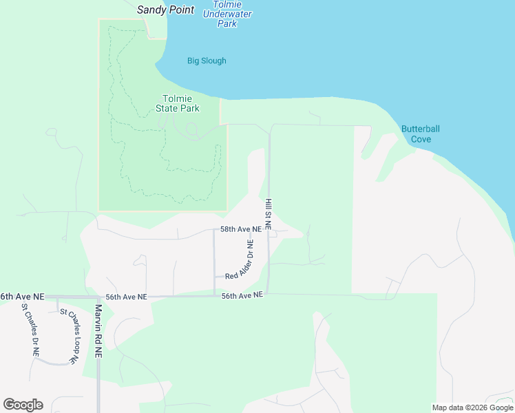 map of restaurants, bars, coffee shops, grocery stores, and more near 5843 Hill Street Northeast in Olympia