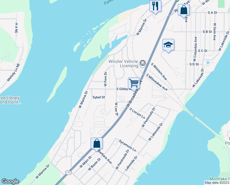 map of restaurants, bars, coffee shops, grocery stores, and more near 1610 West Lee Street in Moses Lake