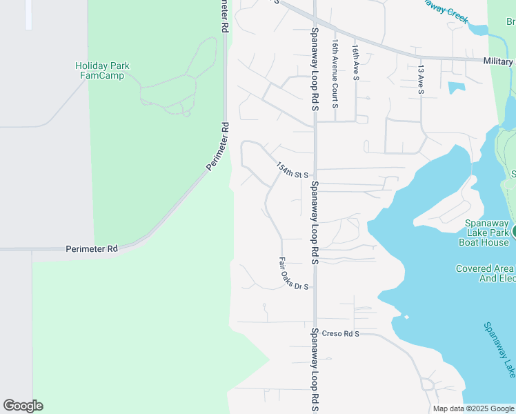 map of restaurants, bars, coffee shops, grocery stores, and more near 15508 Fair Oaks Drive South in Spanaway