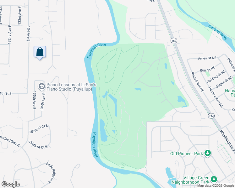map of restaurants, bars, coffee shops, grocery stores, and more near 14604 149th St Ct E in Orting