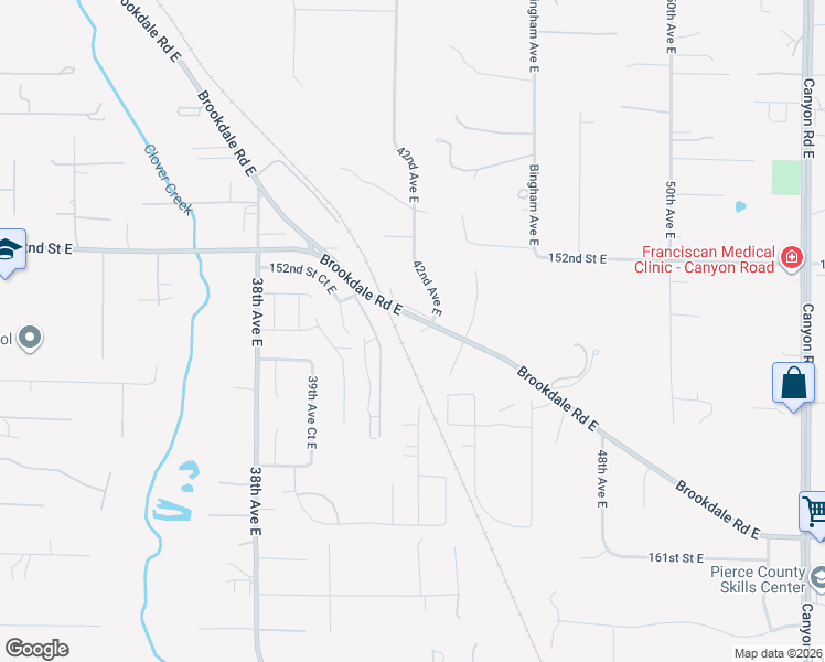 map of restaurants, bars, coffee shops, grocery stores, and more near 4120-4122 Brookdale Road East in Tacoma