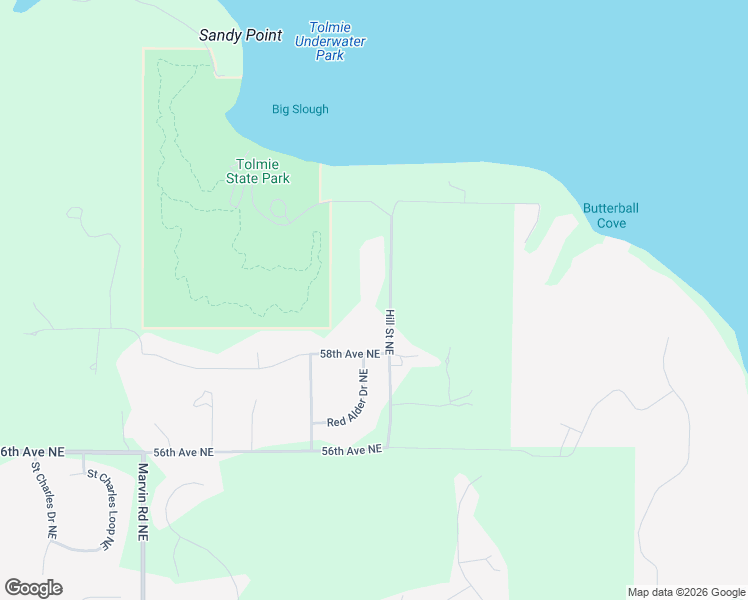 map of restaurants, bars, coffee shops, grocery stores, and more near 5843 Hill Street Northeast in Olympia