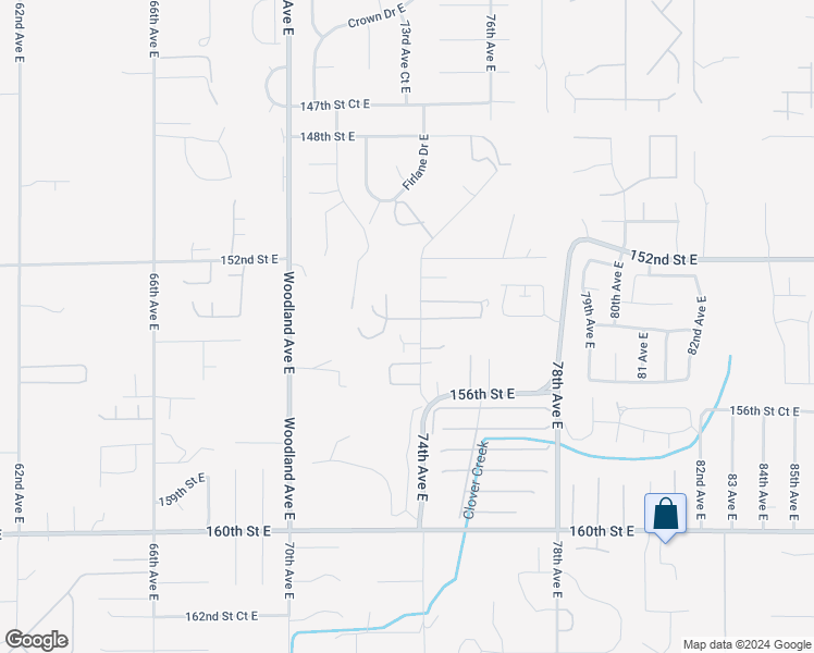 map of restaurants, bars, coffee shops, grocery stores, and more near 15408 74th Avenue East in Puyallup