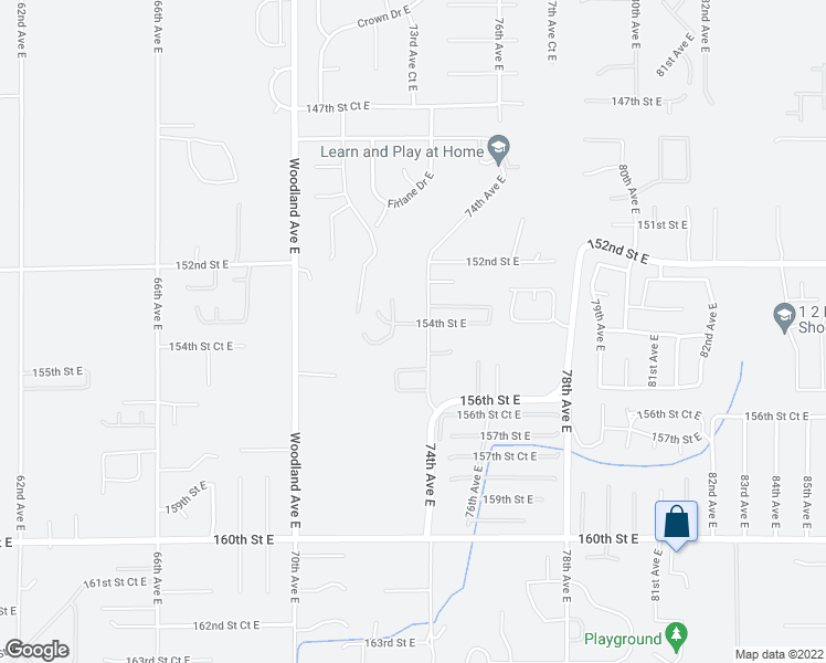 map of restaurants, bars, coffee shops, grocery stores, and more near 15408 74th Avenue East in Puyallup