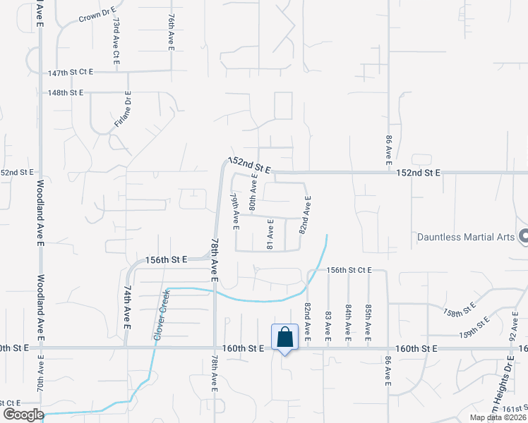 map of restaurants, bars, coffee shops, grocery stores, and more near 8017 154th Street Court East in Puyallup