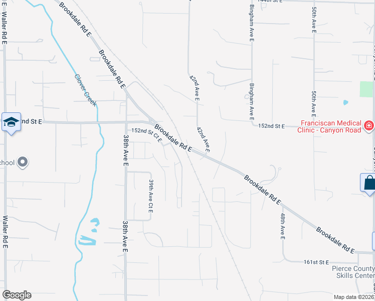 map of restaurants, bars, coffee shops, grocery stores, and more near 4120-4122 Brookdale Road East in Tacoma