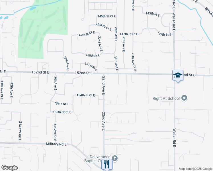 map of restaurants, bars, coffee shops, grocery stores, and more near 15303 22nd Avenue East in Tacoma