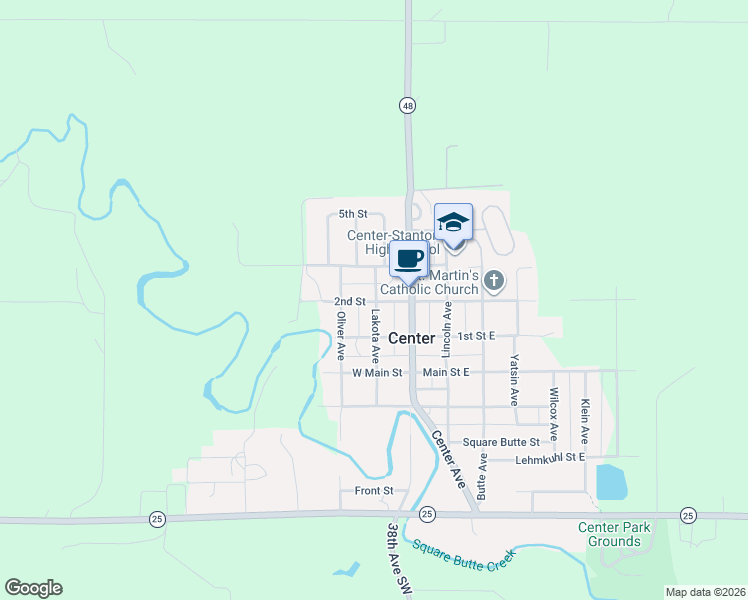 map of restaurants, bars, coffee shops, grocery stores, and more near 217 Lakota Avenue in Center
