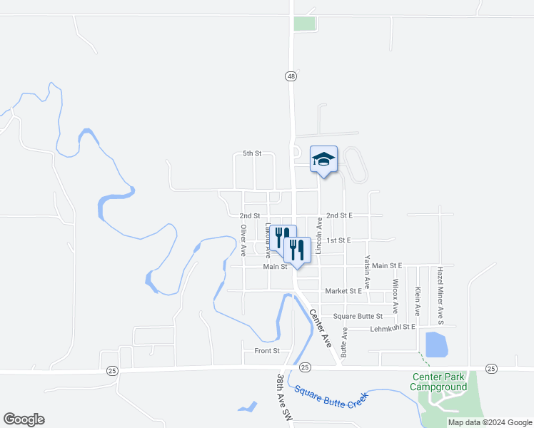 map of restaurants, bars, coffee shops, grocery stores, and more near 217 Lakota Avenue in Center