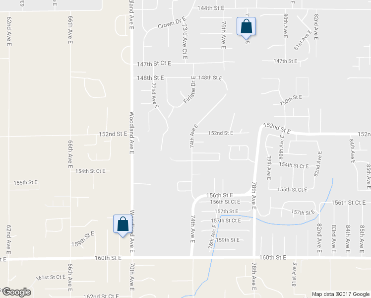 map of restaurants, bars, coffee shops, grocery stores, and more near 1 152nd Street Court East in South Hill