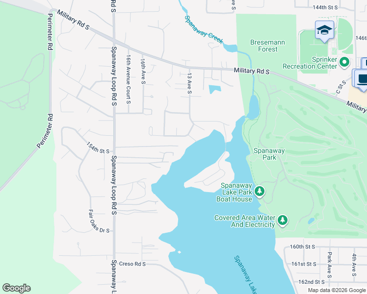 map of restaurants, bars, coffee shops, grocery stores, and more near 15317 Spanaway Loop Road South in Spanaway
