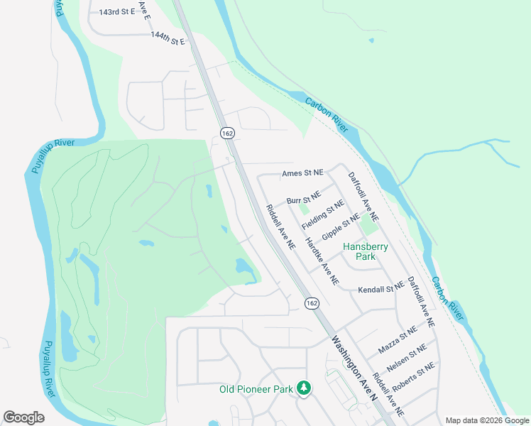 map of restaurants, bars, coffee shops, grocery stores, and more near 1515 Riddell Avenue Northeast in Orting