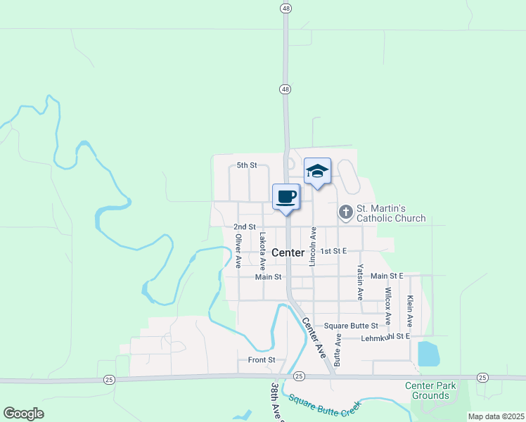 map of restaurants, bars, coffee shops, grocery stores, and more near 217 Lakota Avenue in Center