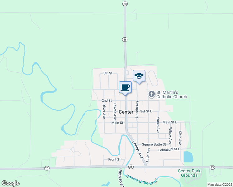 map of restaurants, bars, coffee shops, grocery stores, and more near 217 Lakota Avenue in Center