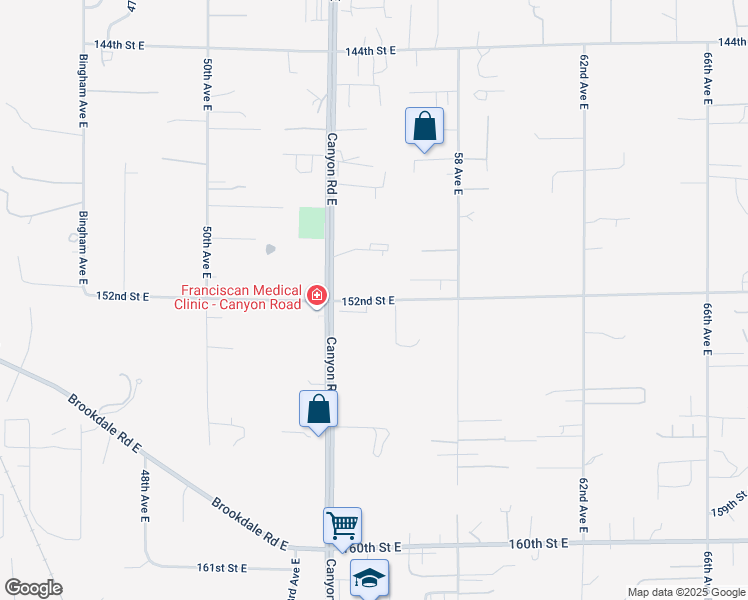 map of restaurants, bars, coffee shops, grocery stores, and more near 5515 152nd Street East in Puyallup