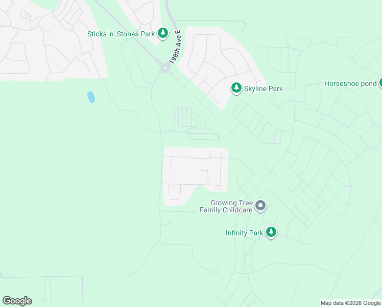map of restaurants, bars, coffee shops, grocery stores, and more near 19913 152nd Street Court East in Bonney Lake
