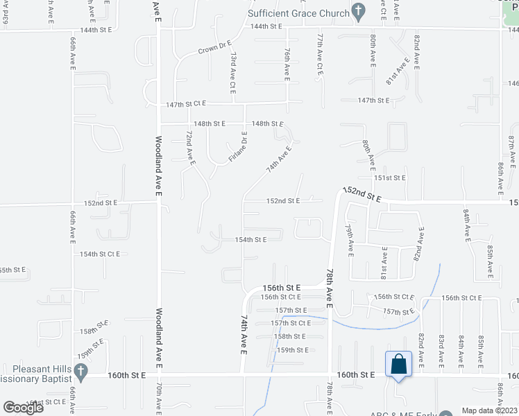 map of restaurants, bars, coffee shops, grocery stores, and more near 7413 152nd Street Court East in Puyallup