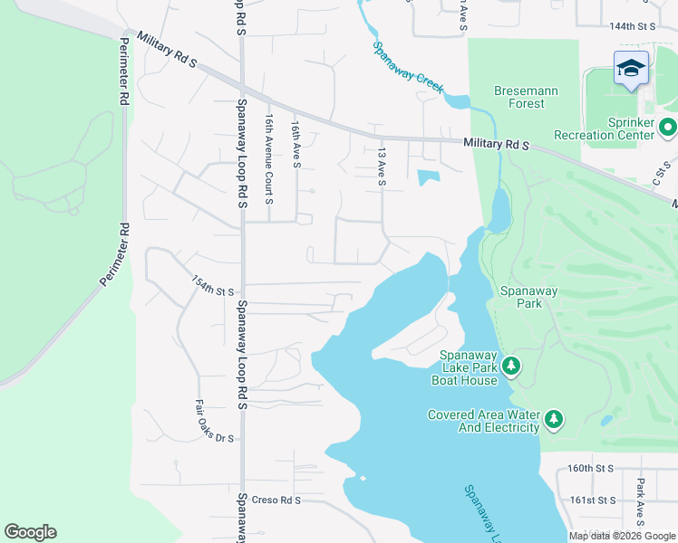 map of restaurants, bars, coffee shops, grocery stores, and more near 1414 153rd Street South in Spanaway