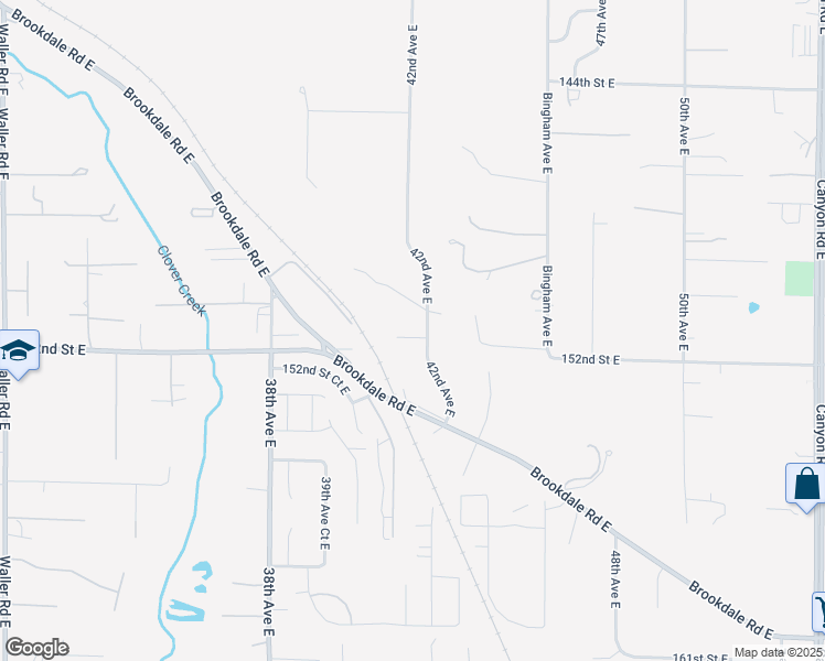 map of restaurants, bars, coffee shops, grocery stores, and more near 4210 151st Street East in Tacoma