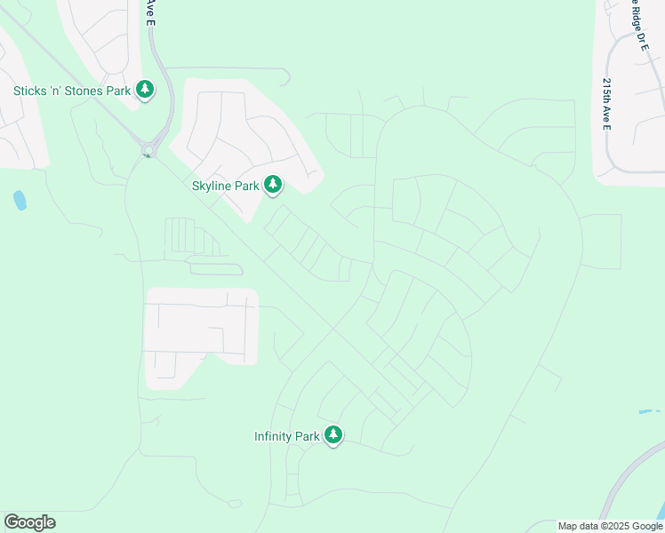 map of restaurants, bars, coffee shops, grocery stores, and more near 14834 204th Avenue East in Bonney Lake