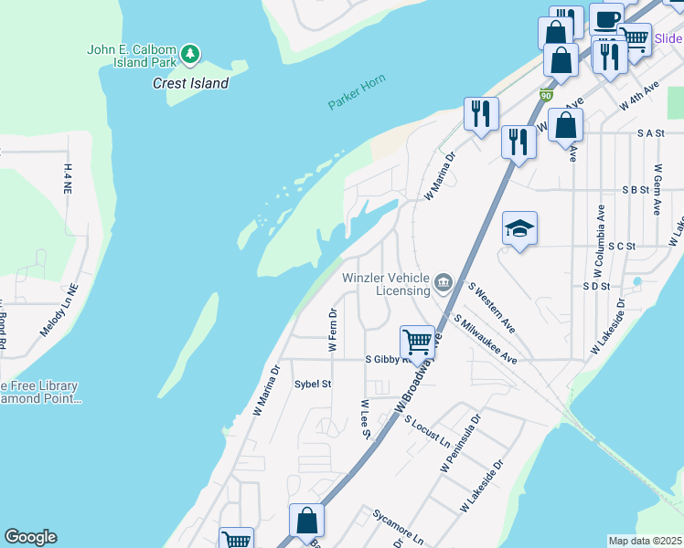 map of restaurants, bars, coffee shops, grocery stores, and more near 1408 West Lee Street in Moses Lake