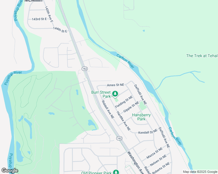 map of restaurants, bars, coffee shops, grocery stores, and more near 118 Ames Street Northeast in Orting