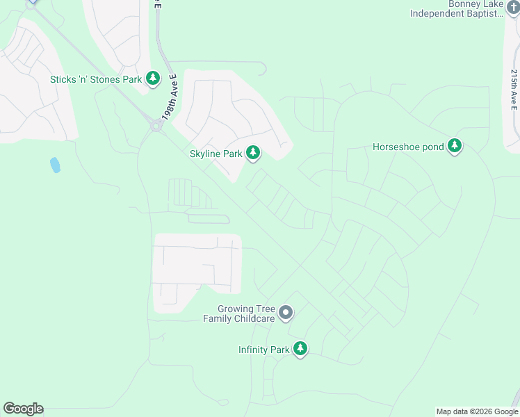map of restaurants, bars, coffee shops, grocery stores, and more near 20230 150th Street East in Bonney Lake