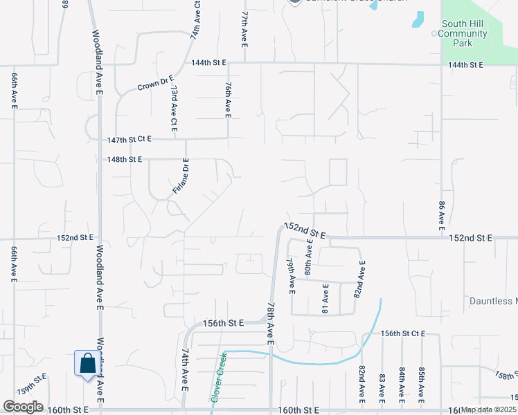 map of restaurants, bars, coffee shops, grocery stores, and more near 15009 76th Avenue East in Puyallup