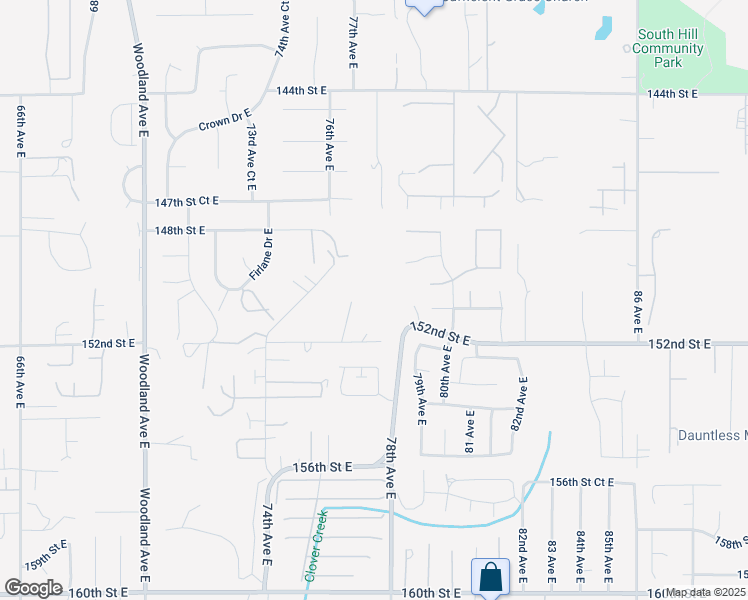 map of restaurants, bars, coffee shops, grocery stores, and more near 15009 76th Avenue East in Puyallup
