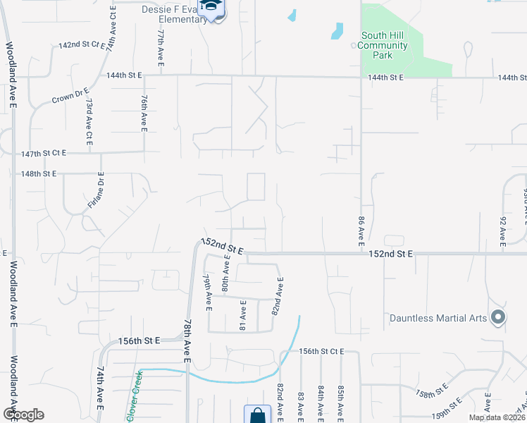 map of restaurants, bars, coffee shops, grocery stores, and more near 15021 81st Avenue Court East in Puyallup