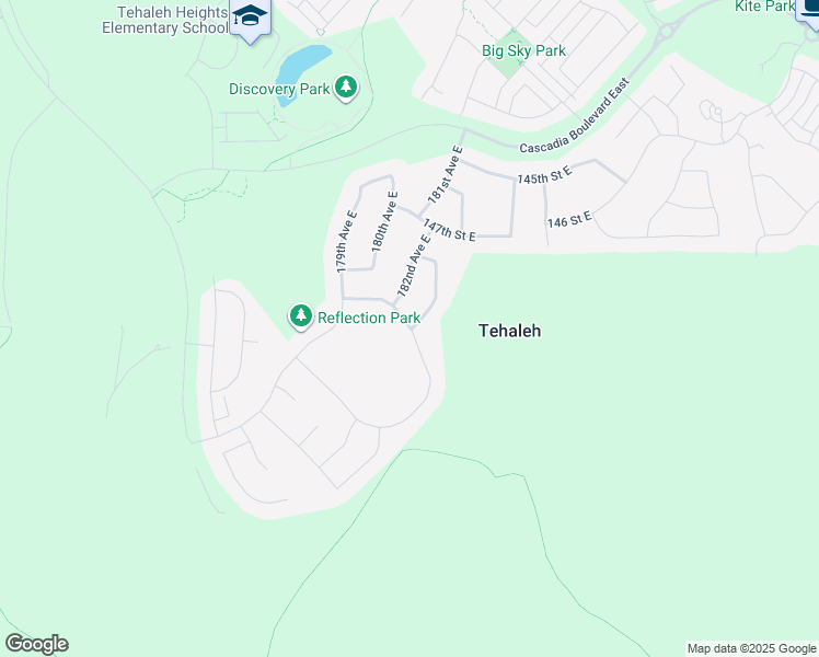 map of restaurants, bars, coffee shops, grocery stores, and more near 20123 150th Street East in Bonney Lake