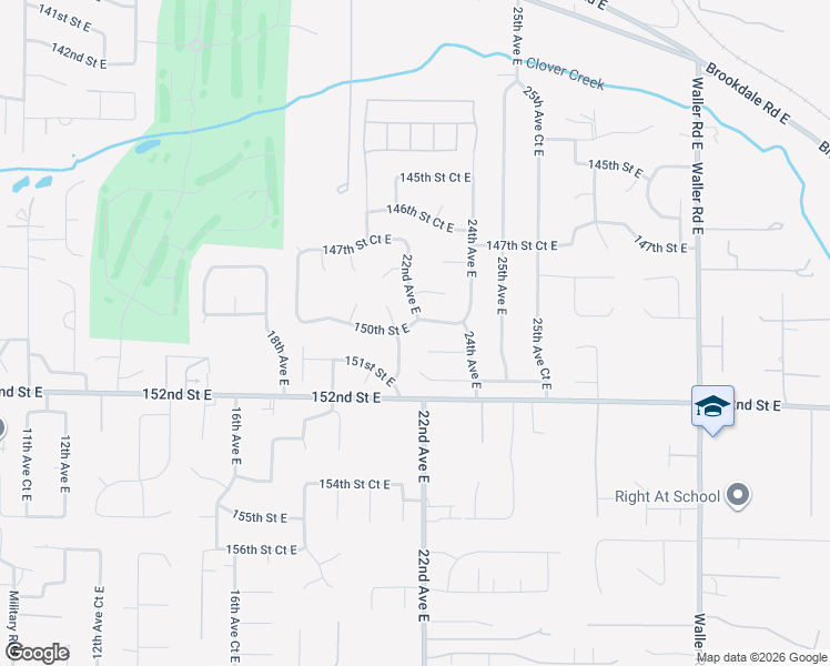 map of restaurants, bars, coffee shops, grocery stores, and more near 2110 150th Street East in Tacoma