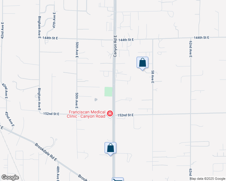 map of restaurants, bars, coffee shops, grocery stores, and more near 14820 Canyon Road East in Puyallup