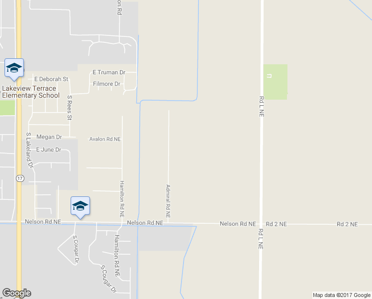 map of restaurants, bars, coffee shops, grocery stores, and more near 2299 Admiral Road Northeast in Moses Lake