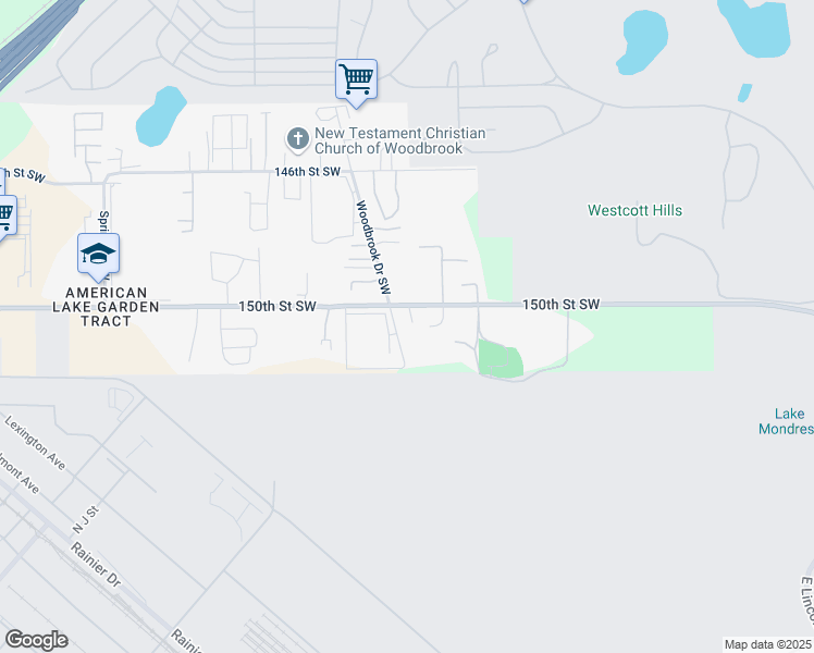 map of restaurants, bars, coffee shops, grocery stores, and more near 15008 Woodbrook Drive Southwest in Lakewood