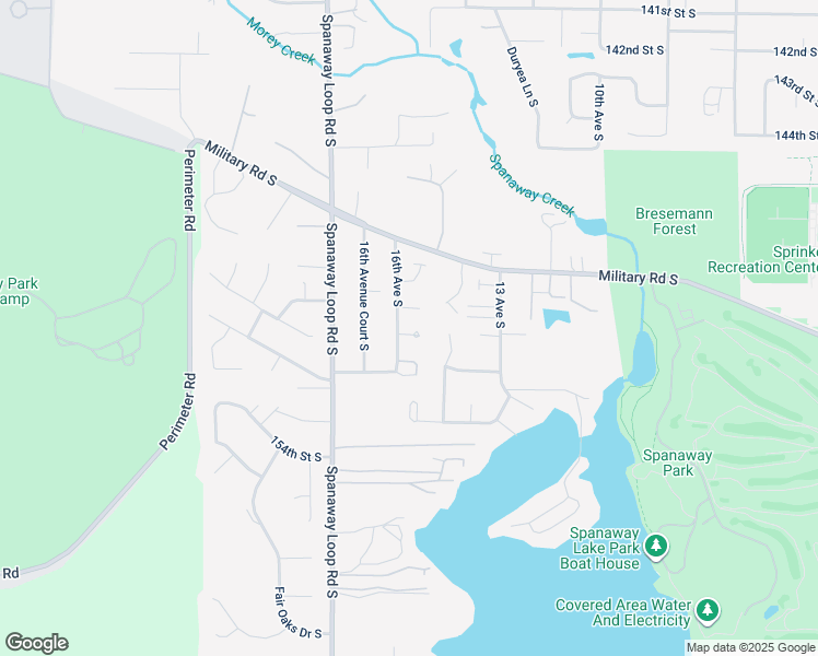 map of restaurants, bars, coffee shops, grocery stores, and more near 1521-1523 150th Street Court South in Spanaway