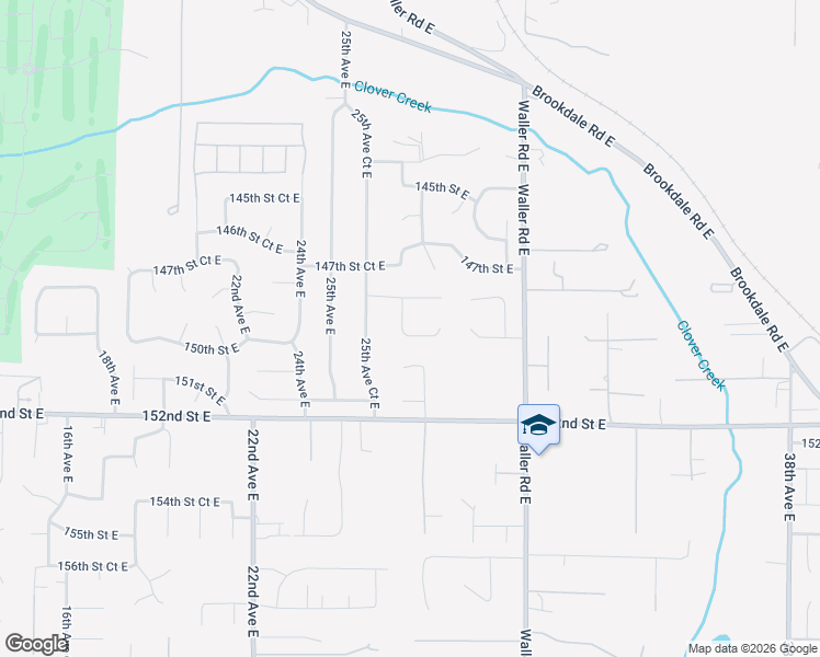 map of restaurants, bars, coffee shops, grocery stores, and more near 2617 149th Street Court East in Tacoma