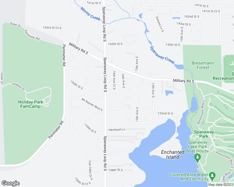 map of restaurants, bars, coffee shops, grocery stores, and more near 15015 16th Avenue Court South in Spanaway