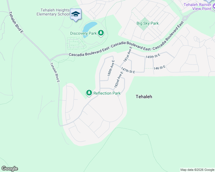 map of restaurants, bars, coffee shops, grocery stores, and more near 18015 150th Street East in Bonney Lake